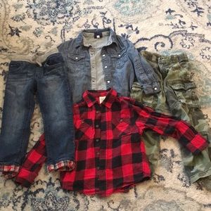 Boys 4T bundle: 2 shirts, 1 jean and 1 cargo pant